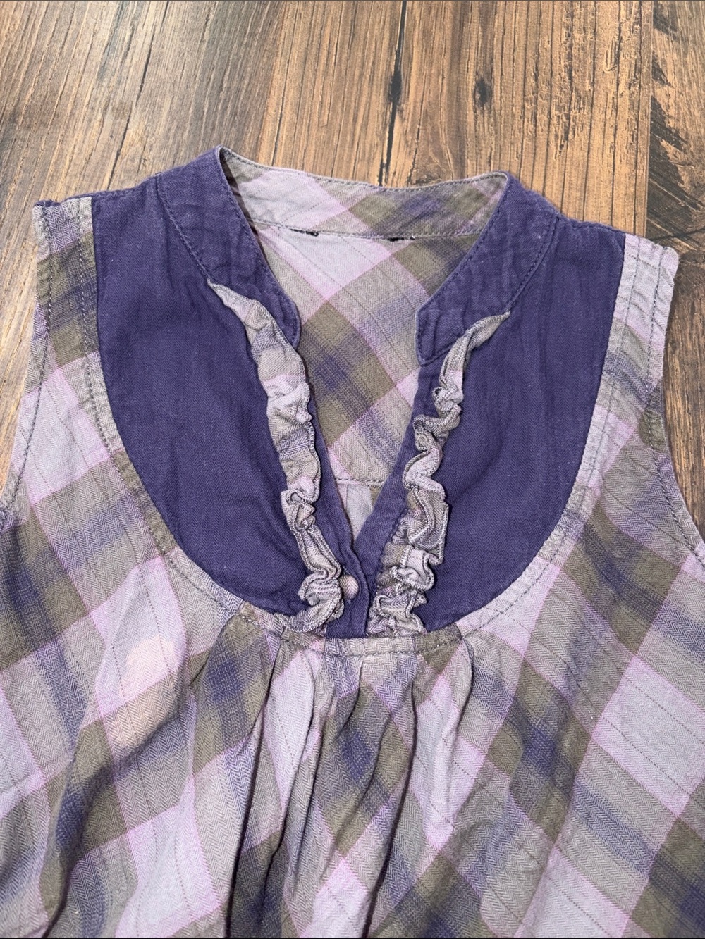 Volcom Purple Plaid Ruffle Yoke Tank - Picture 5 of 8